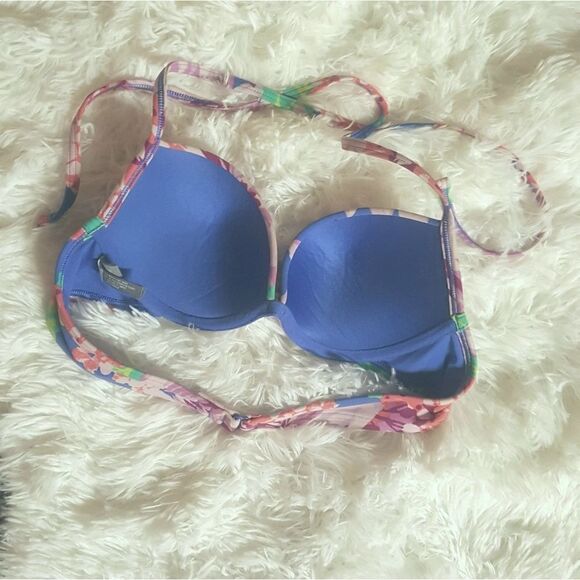 AERIE Bikini Swimsuit Top Padded Push up Floral Underwire Size 34A - Picture 3 of 6